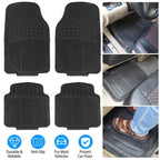 4-Pieces: Heavy Duty PVC Rubber Automotive Floor Mats with Trimmable Design
