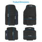 4-Pieces: Heavy Duty PVC Rubber Automotive Floor Mats with Trimmable Design