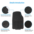 4-Pieces: Heavy Duty PVC Rubber Automotive Floor Mats with Trimmable Design
