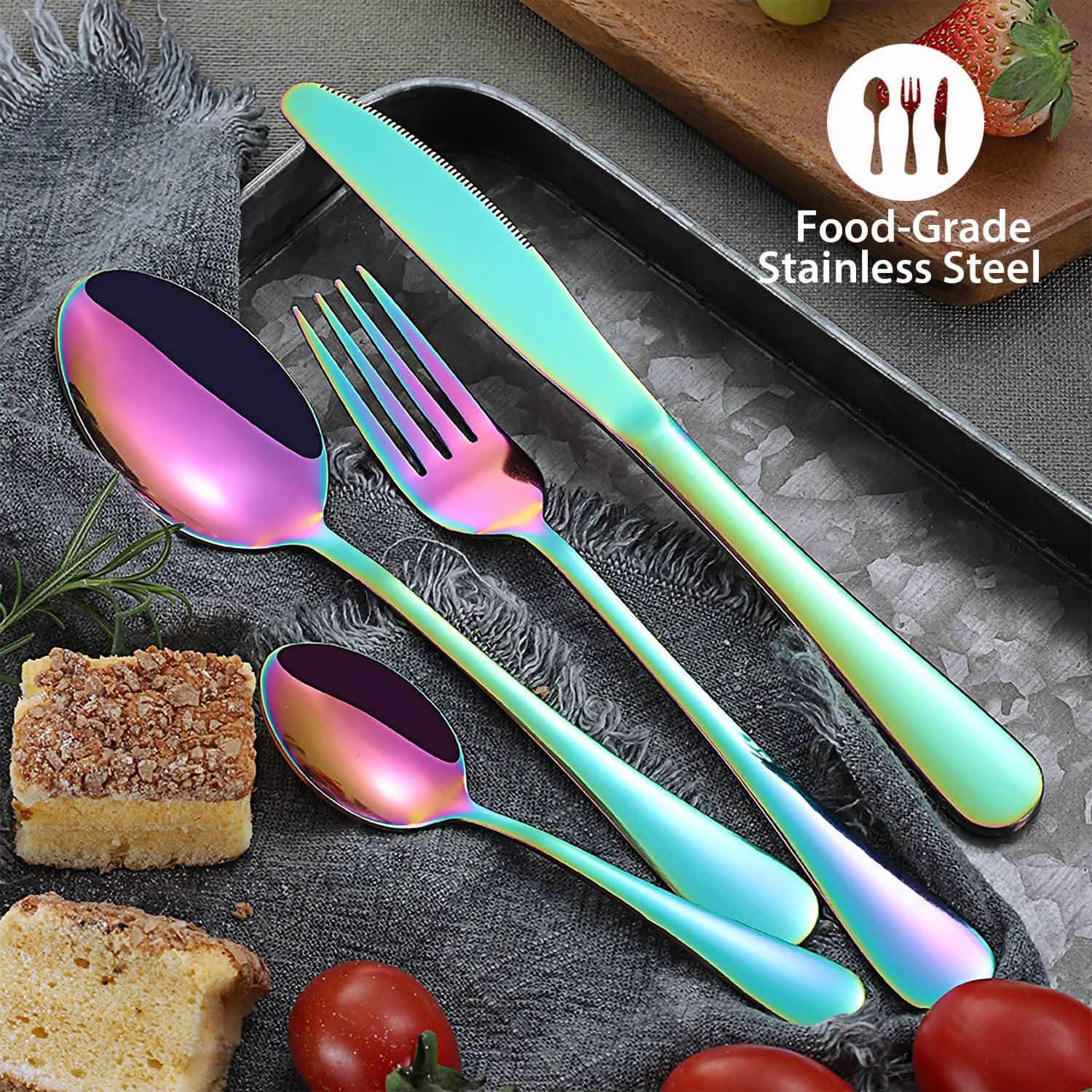 4-Pieces Set: Flatware Stainless Steel Silverware Cutlery Kitchen Set