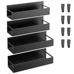 4-Pieces: Spice Rack Strong Magnetic Seasoning Storage Shelf with 8 Removable Hooks