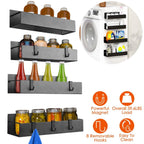 4-Pieces: Spice Rack Strong Magnetic Seasoning Storage Shelf with 8 Removable Hooks