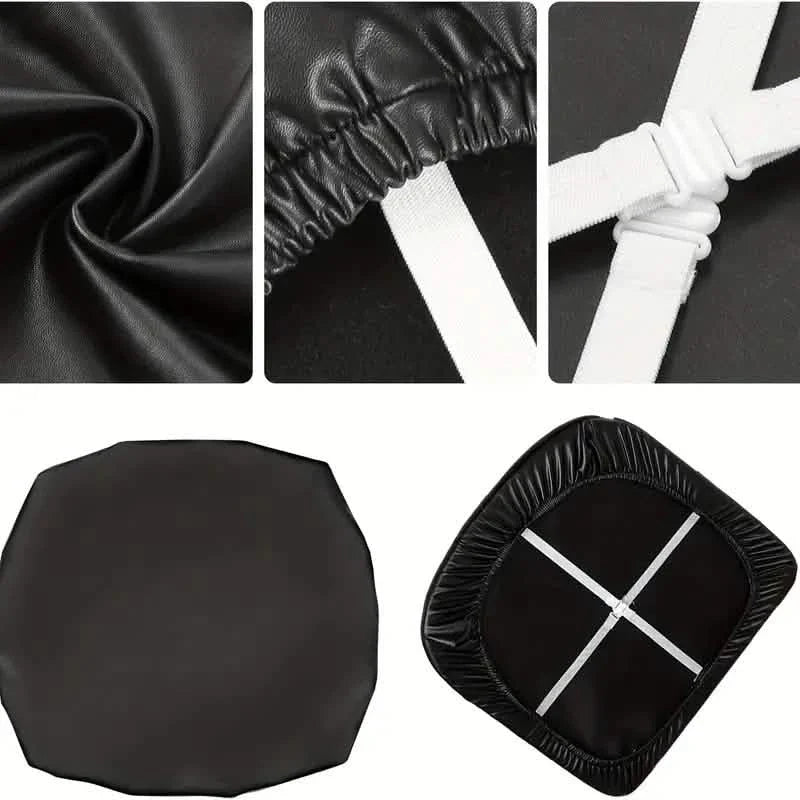 4-Pieces: Waterproof Removable Upholstered Leather Dining Chair Slipcovers