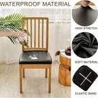 4-Pieces: Waterproof Removable Upholstered Leather Dining Chair Slipcovers