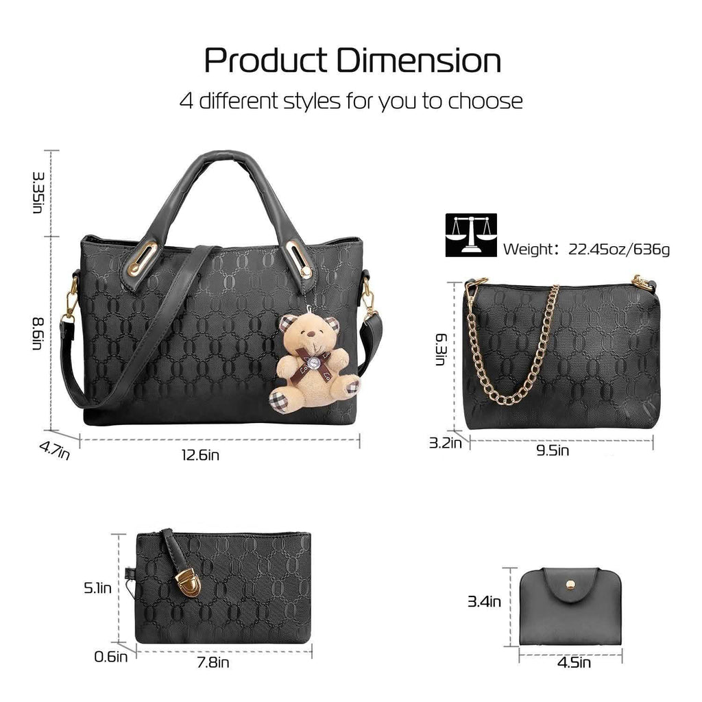 4-Pieces: Women Leather Handbag