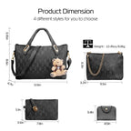 4-Pieces: Women Leather Handbag