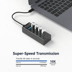 4-Port USB 3.0 USB Splitter with 3ft Extended Cable