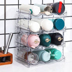 4-Tier Bottle Storage 12 Bottles Transparent Stackable Organizer Holder Shelf
