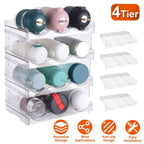 4-Tier Bottle Storage 12 Bottles Transparent Stackable Organizer Holder Shelf