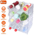 4-Tier Bottle Storage 12 Bottles Transparent Stackable Organizer Holder Shelf