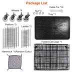 4-Tier Cat Cage with 360° Lockable Wheels, 3 Doors, 3 Ladders and 1 Hammock