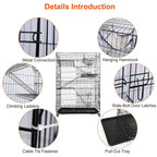 4-Tier Cat Cage with 360° Lockable Wheels, 3 Doors, 3 Ladders and 1 Hammock