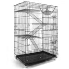 4-Tier Cat Cage with 360° Lockable Wheels, 3 Doors, 3 Ladders and 1 Hammock