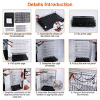 4-Tier Cat Cage with 360° Lockable Wheels, 3 Doors, 3 Ladders and 1 Hammock