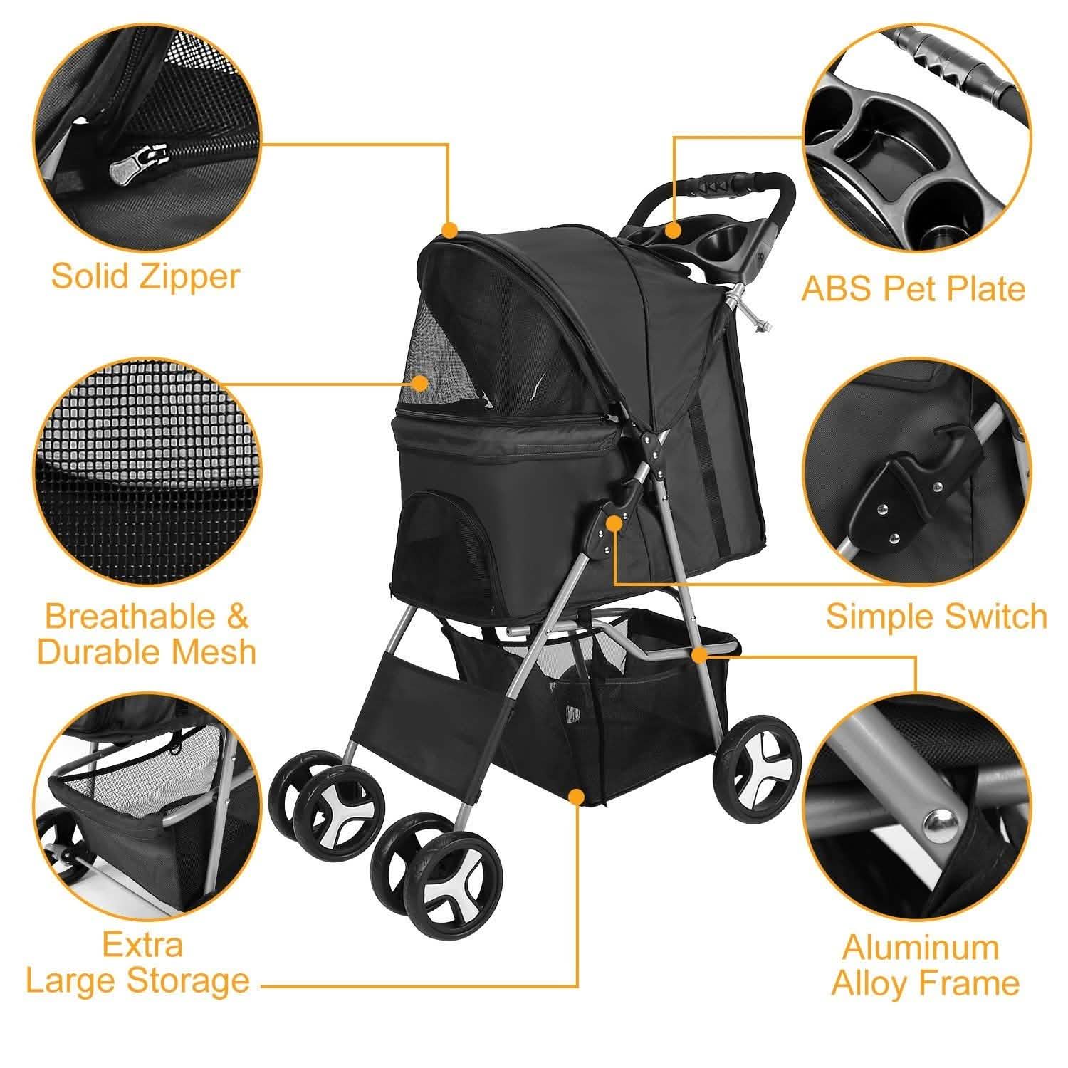 4 Wheels Pet Foldable Stroller