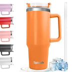 40 Oz Insulated Coffee Tumbler with Handle and Straw