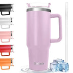 40 Oz Insulated Coffee Tumbler with Handle and Straw