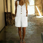 Women’s High-Waisted Sleeveless Denim Shorts Jumpsuit