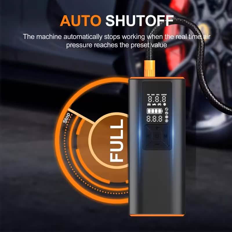 Portable Tire Inflator Air Compressor – 150 PSI Digital Air Pump with Light for Car, Bike & Motorcycle