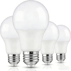 4-Pack A19 LED Light Bulbs, 60W Equivalent, Soft White or Cool Daylight, E26 Base, Non-Dimmable