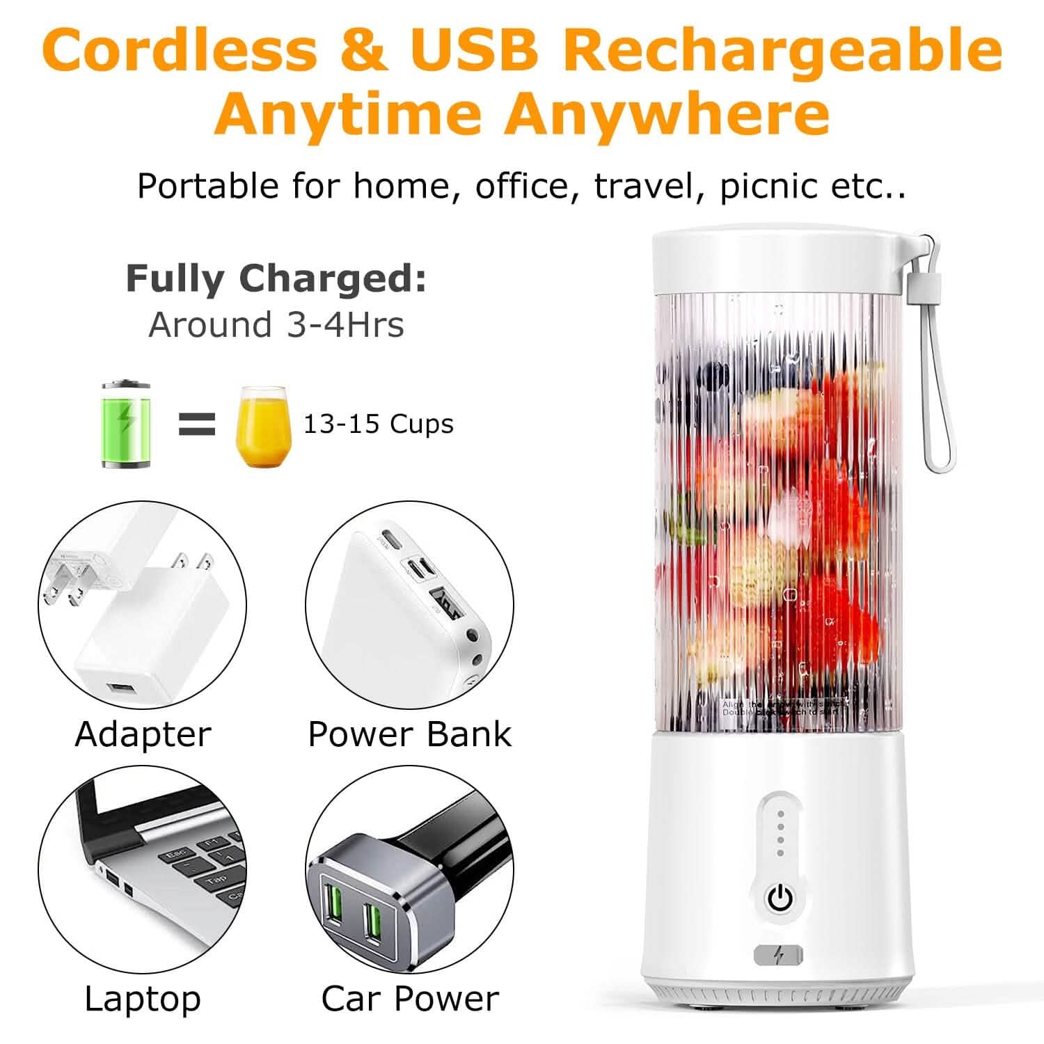 450ml Rechargeable Fruit Blender with 6 Blades