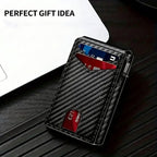 Premium Aluminum RFID Blocking Minimalist Wallet for Men – Pop-Up Quick Access Card Holder with ID Window