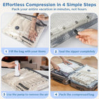 Travel Vacuum Storage Bags Cordless Compression Organizer Bag Set