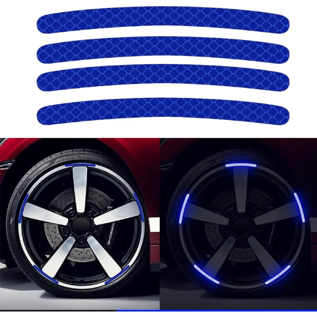 20PCS Wheel Adhesive Strips Stickers, Night Reflective Safety Decoration Strip for Car, Motocycle, Bicycle, Car Wheel Hub Reflective Sticker, Reflective Tape for Enhancing Car Wheel Safety