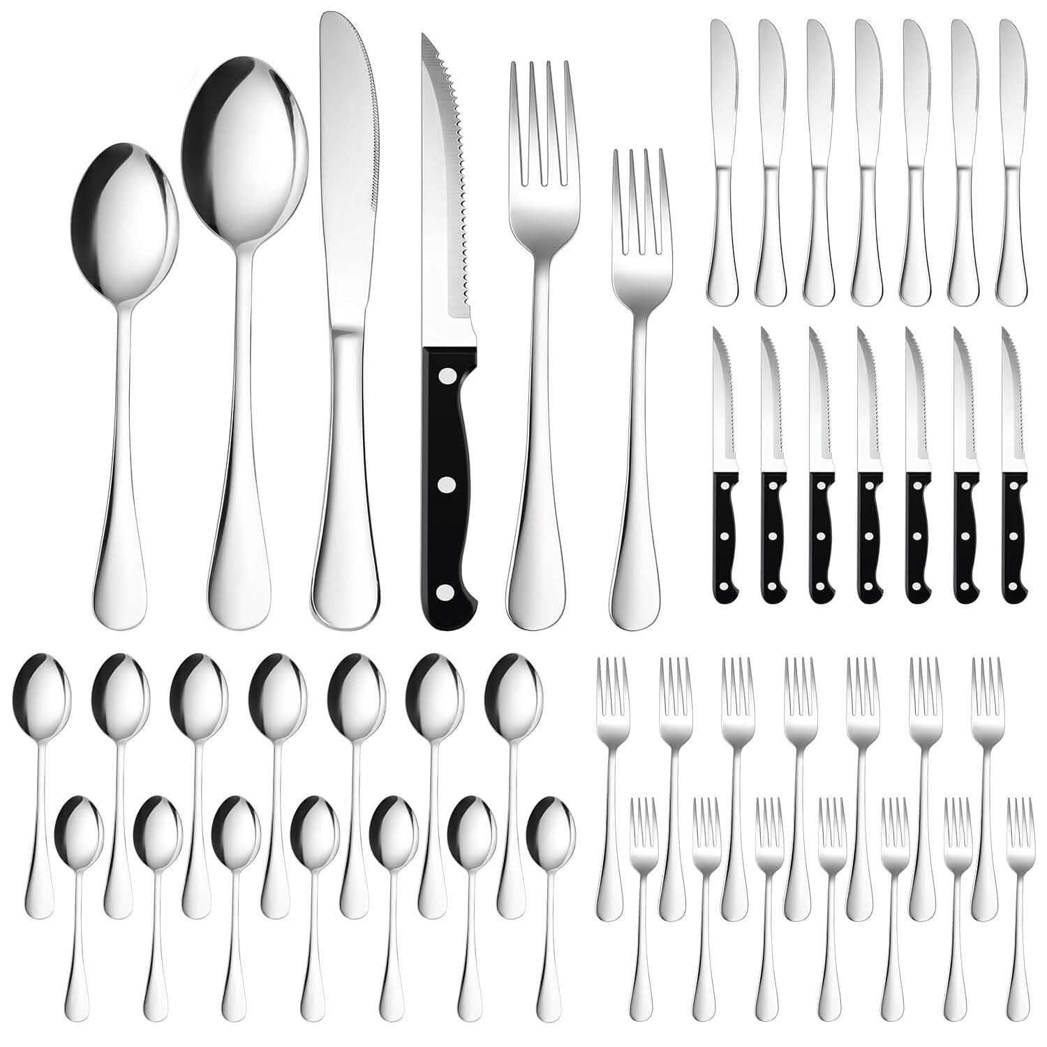 48-Piece: Stainless Steel Silverware Cutlery Set