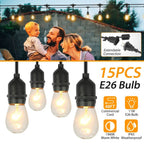 48ft Outdoor String Light Waterproof Patio String Lights Bulbs
