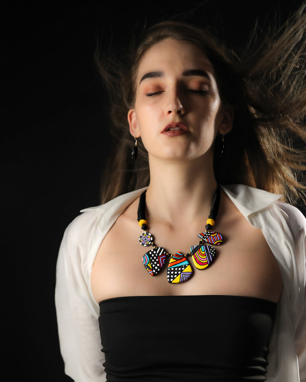 Boho Terracotta Clay Necklace & Earrings Set