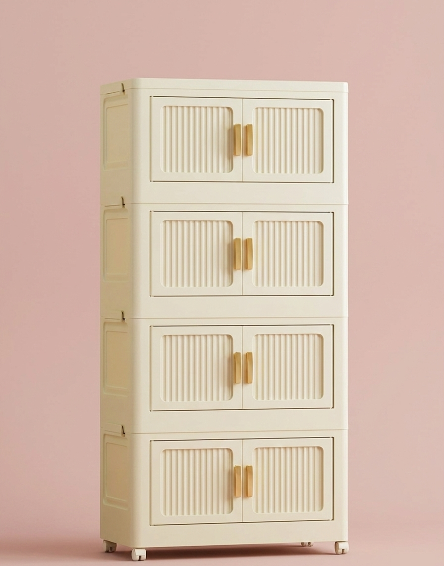 2-6 Layer Foldable Rolling Storage Bin Cabinet
