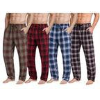 (4 Pack) Men's Cotton Knit Flannel Plaid Lounge Pajama Pants