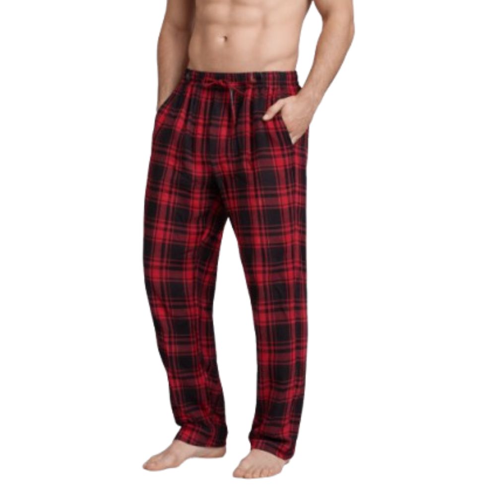 (4 Pack) Men's Cotton Knit Flannel Plaid Lounge Pajama Pants