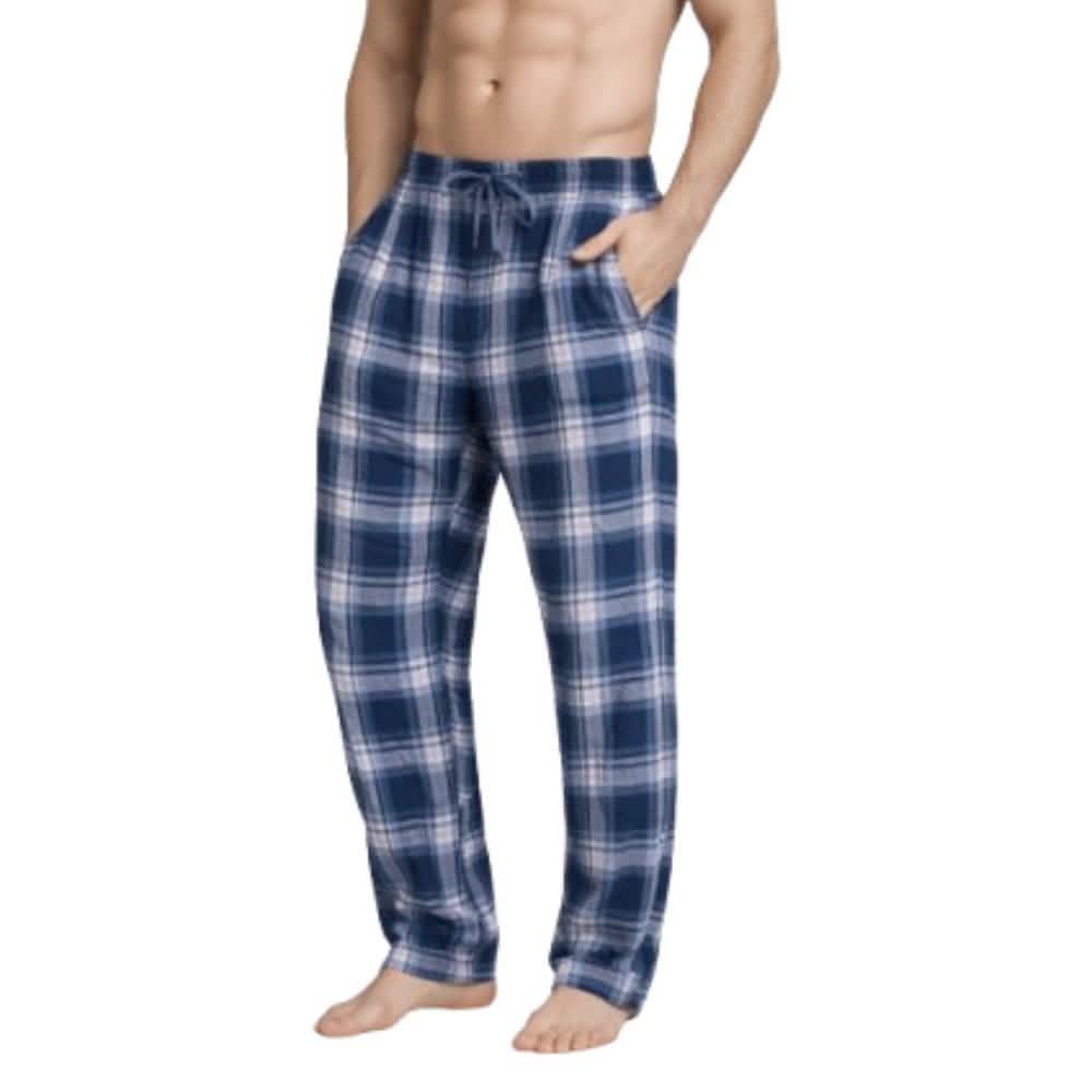 (4 Pack) Men's Cotton Knit Flannel Plaid Lounge Pajama Pants