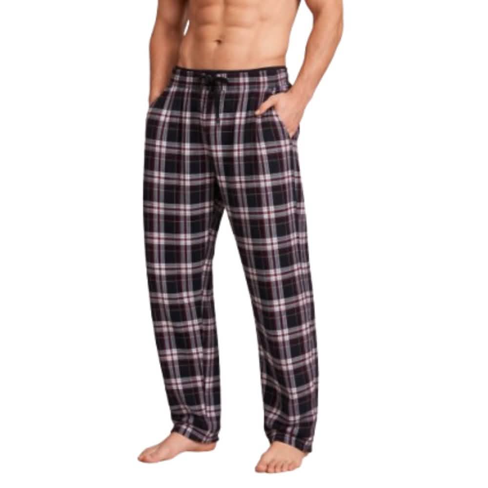 (4 Pack) Men's Cotton Knit Flannel Plaid Lounge Pajama Pants