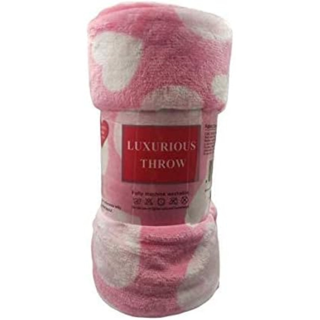 Valentine's Day Heart-Themed Throw Blanket – Ultra Plush, Soft, Cozy, and Luxurious Fleece, 50" x 60"