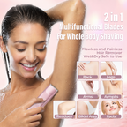 2-in-1 Waterproof Bikini & Body Trimmer for Women – Rechargeable Electric Shaver for Face, Underarms, Legs & Bikini Area