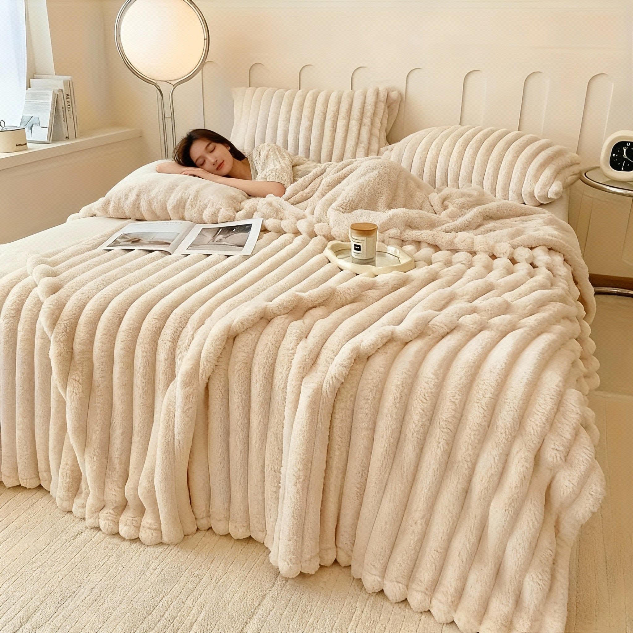 Ultra Soft Bunny-Plush Throw Blanket – Cozy Lightweight Sofa & Travel Cover