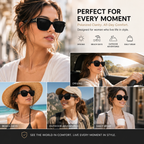 Women’s Polarized Square Sunglasses – Lightweight UV400 Shades for Driving, Beach & Travel