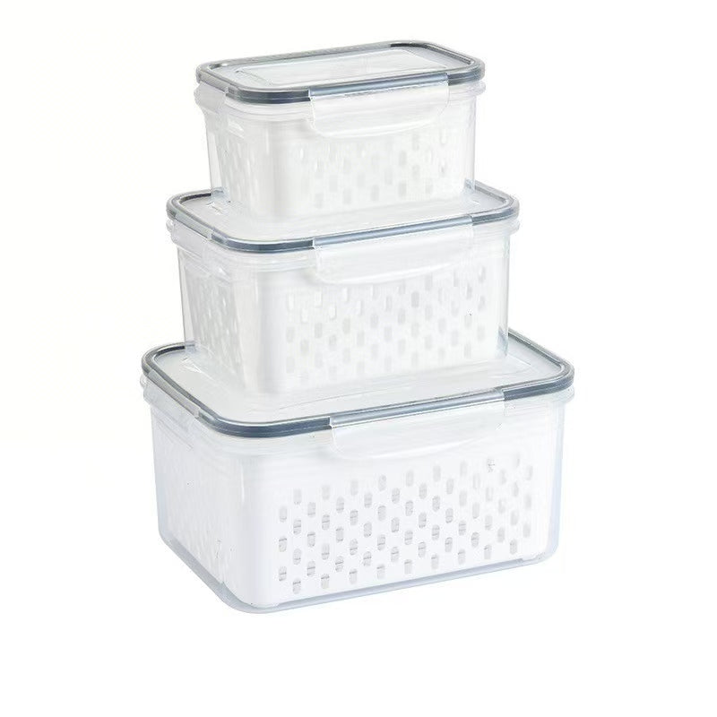 Produce Storage Containers – Stackable Fridge Organizer Bins with Removable Colanders