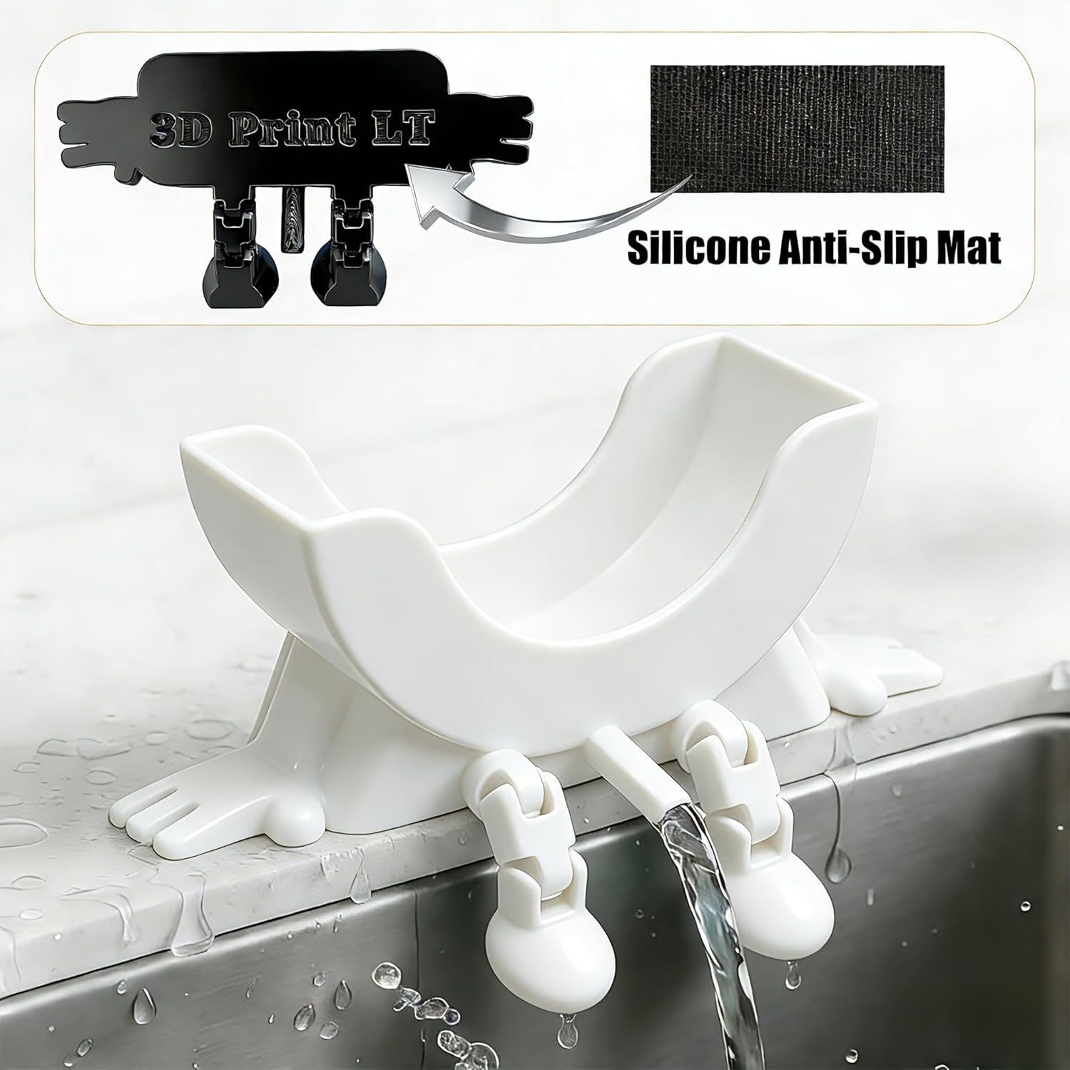 Cute Hanging Sponge Holder with Drainage,3D Printed Kitchen Funny Sponge Stand for Sink