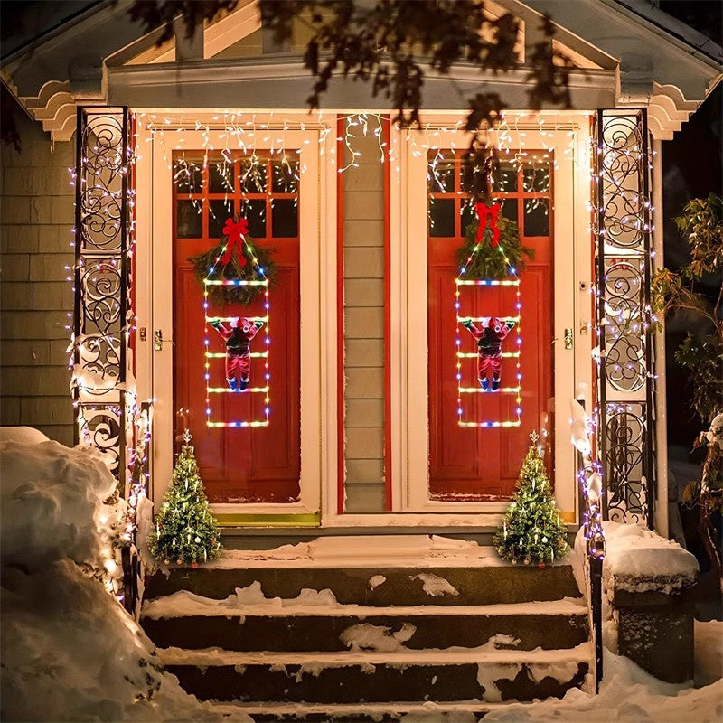 Climbing Santa LED Ladder Lights  - 1m Festive Holiday Decoration for Indoor & Outdoor Use, 8 Lighting Modes, Remote Controlled