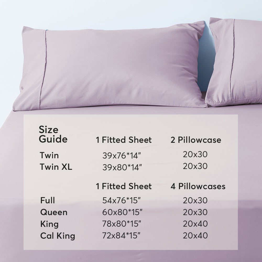 Kasentex Spring All Season Deep Pocket Fitted Sheet Set with Pillowcases, Room Decor, Graduation Gifts