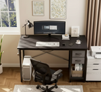 40/47" Computer Desk with Fabric Storage Drawers