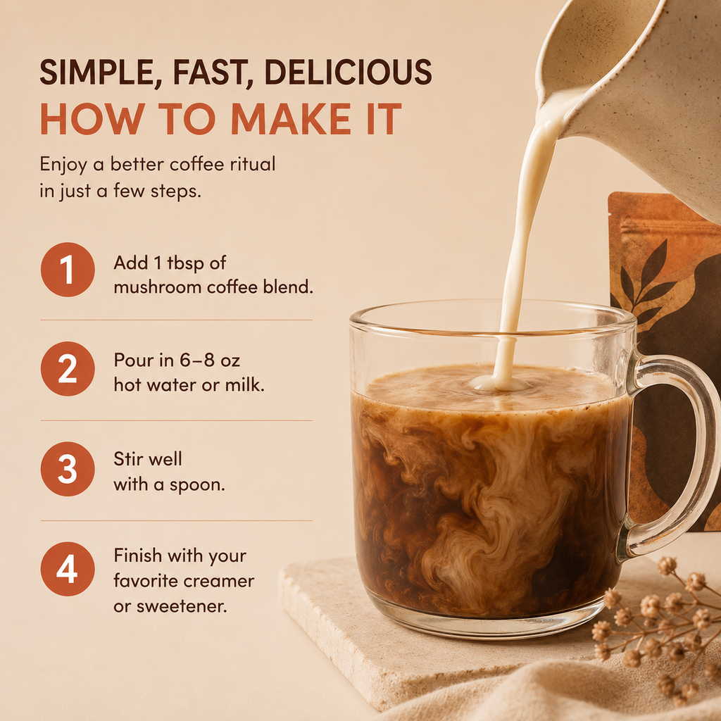 Mushroom Coffee Blend – Medium Roast Instant Coffee with 6 Functional Mushrooms