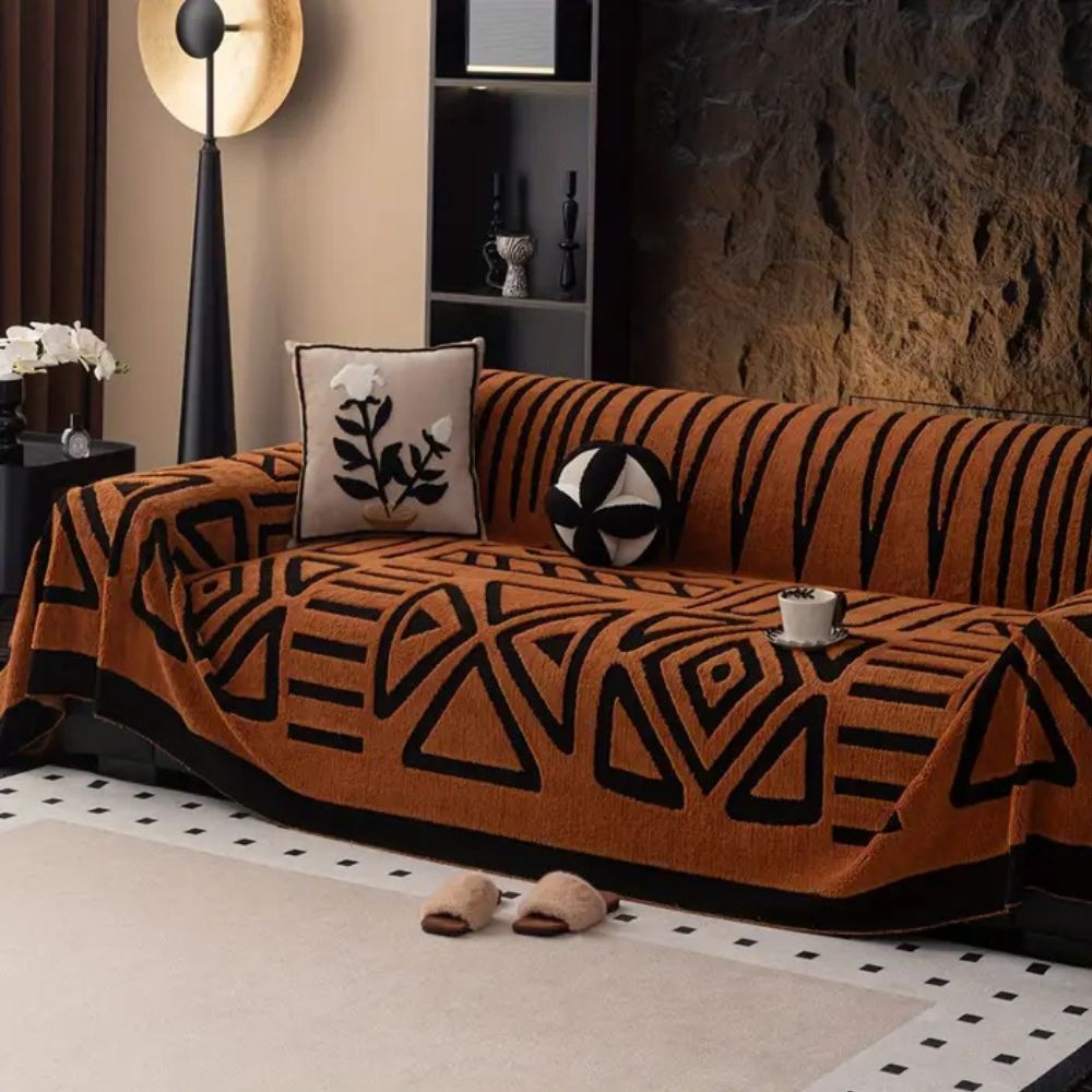 Knit Sofa Cover with Maze Pattern