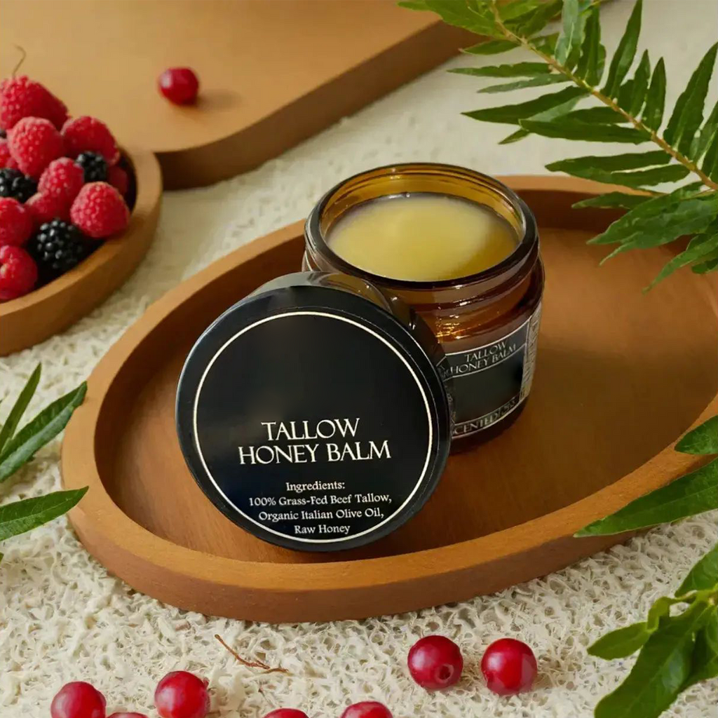 Grass-Fed Beef Tallow Balm with Raw Honey, Natural Skin Moisturizer