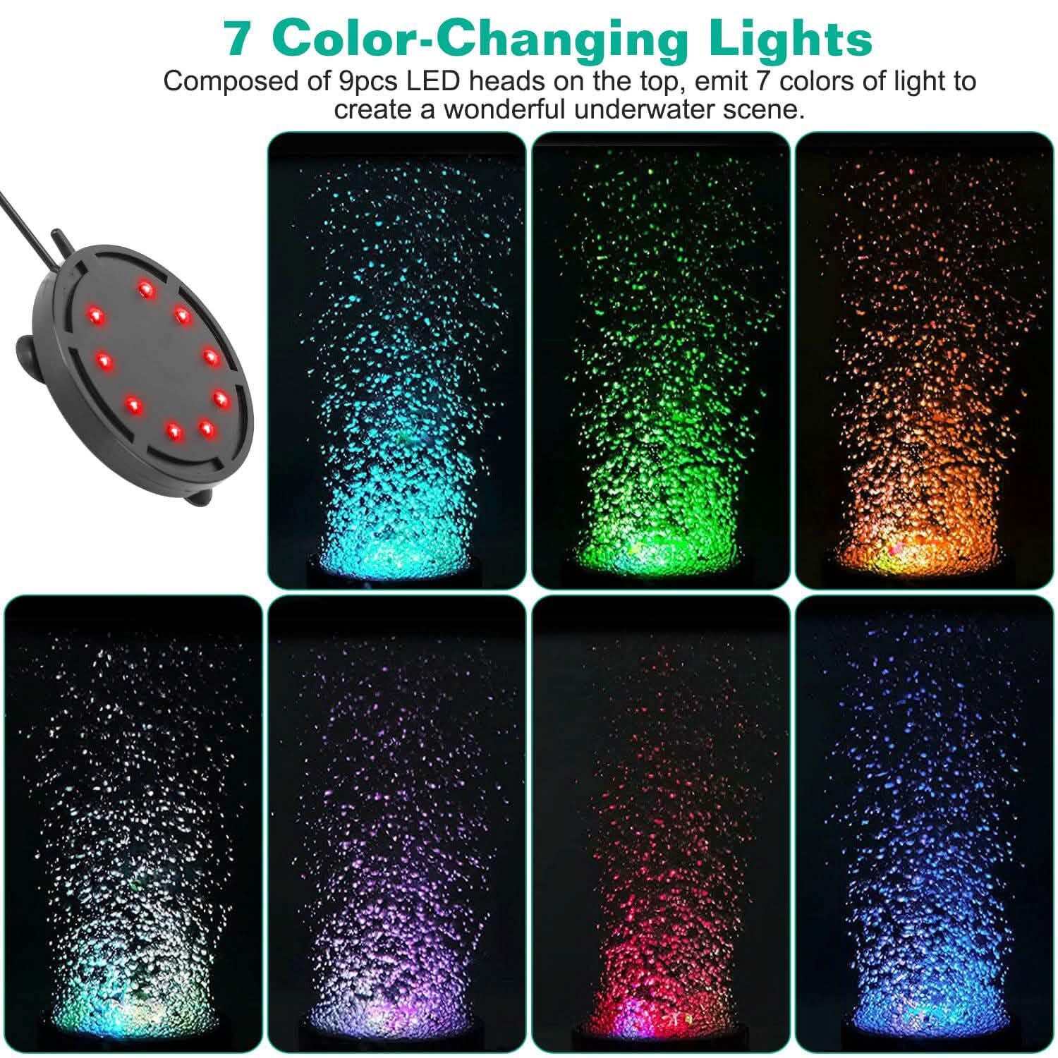 4in Multi-Colored LED Aquarium Air Bubble Lamp