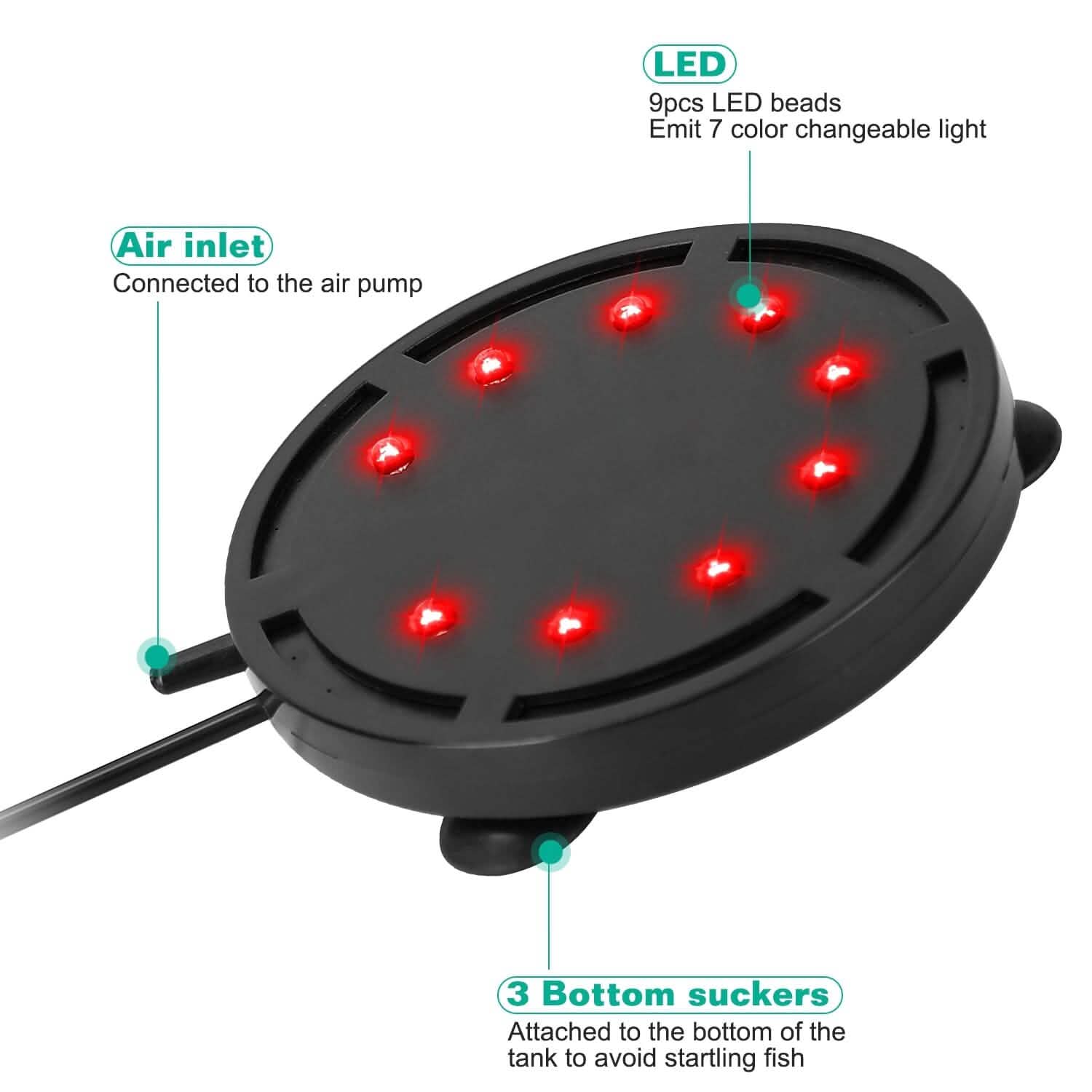 4in Multi-Colored LED Aquarium Air Bubble Lamp